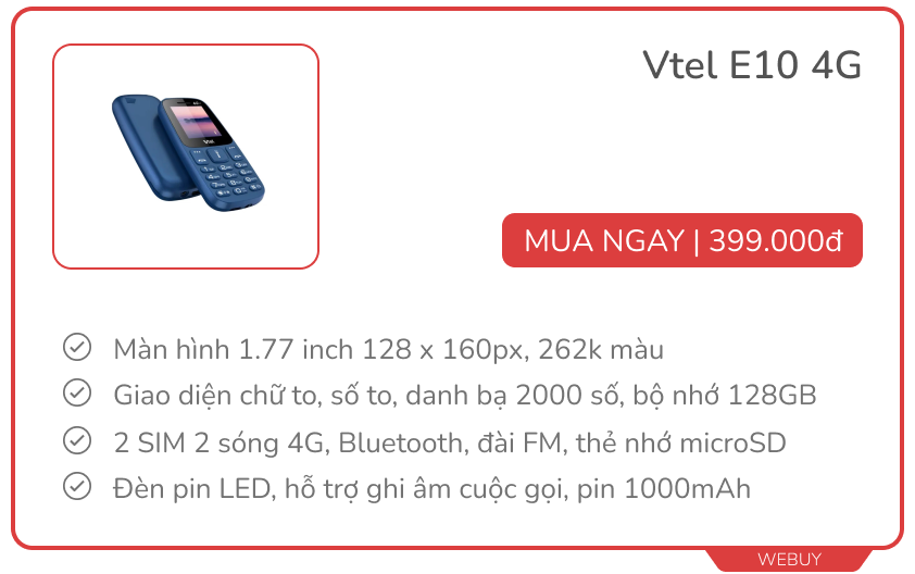 Gợi ý 7 điện thoại "cục gạch" hiệu Nokia, Vtel, Xiaomi... giá từ 399.000đ trang bị 4G không lo cắt sóng- Ảnh 2.